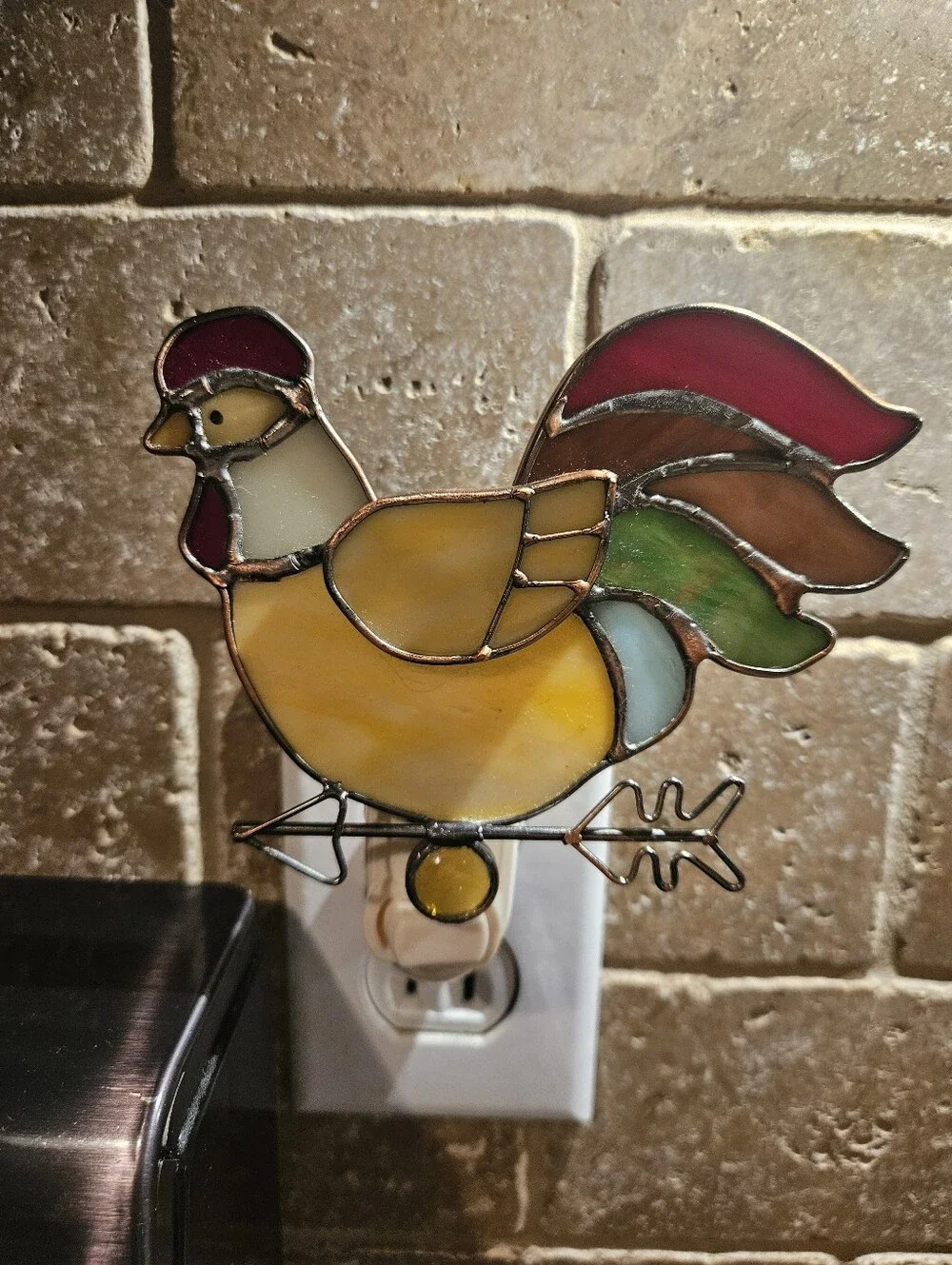 Stained Glass Rooster Nightlight